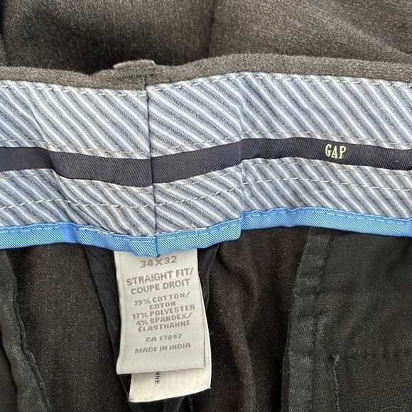 GAP Mens Straight Fit Pants Charcoal Grey Stretch Preppy Size 34 x 32 - Picture 6 of 9